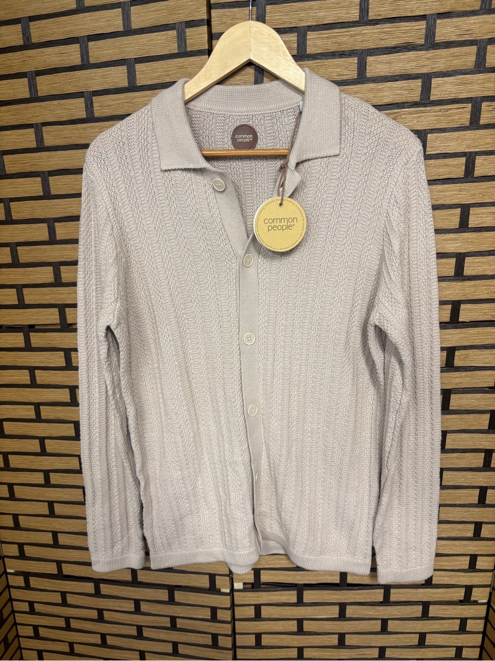Common people tan button up sweater men size small